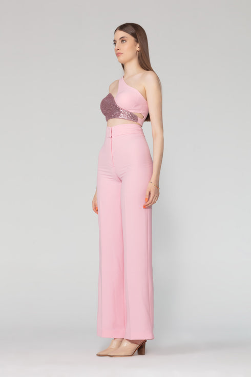 High Waist Wide Cut Trousers